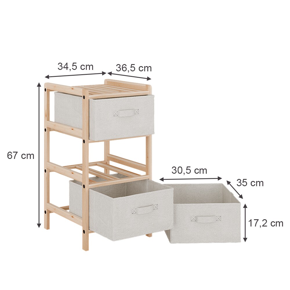 Vicco Badschrank Bruno Beige 34,5 x 67 cm mit 3 Stoffschubladen