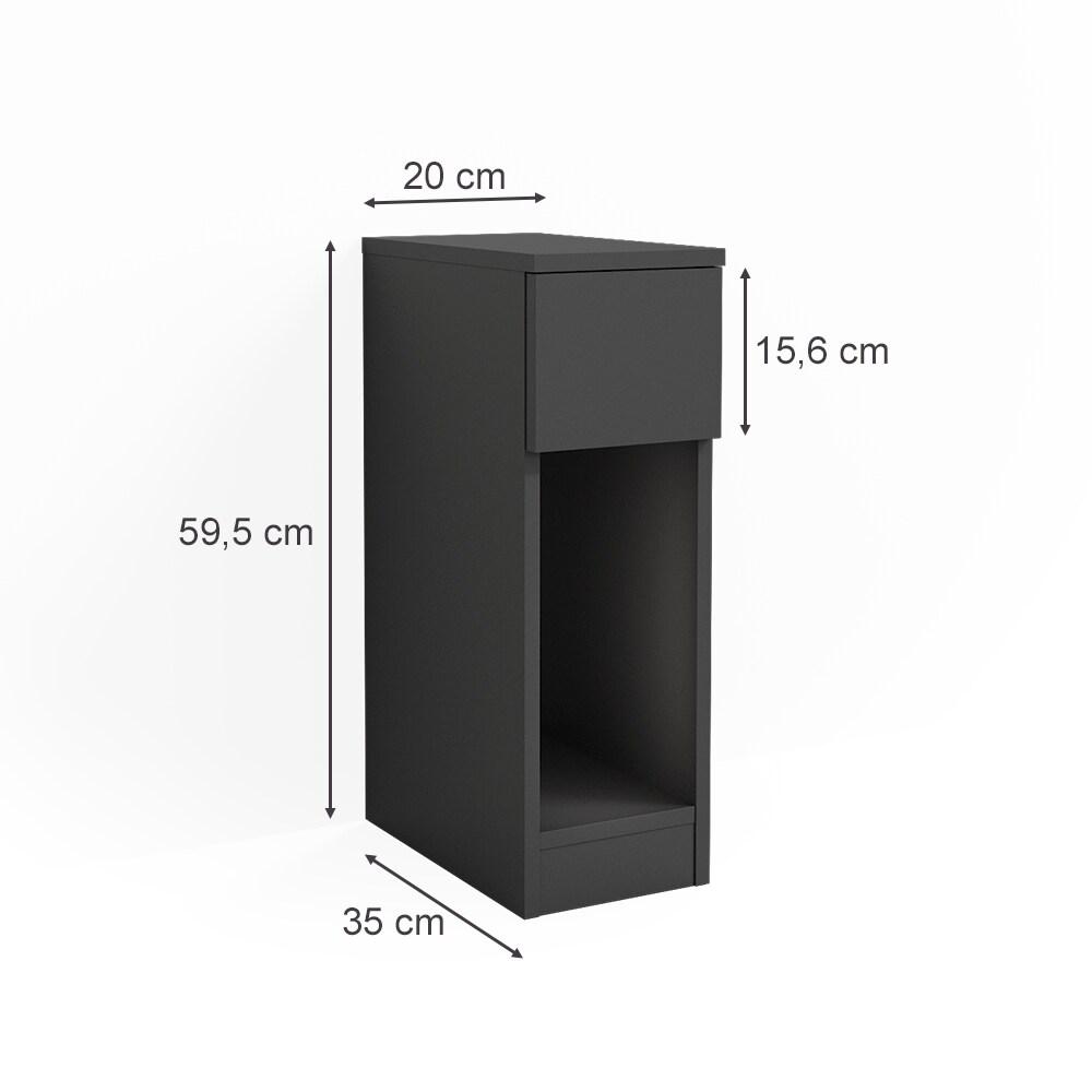 Vicco Nachttisch Enton schwarz, Schlafzimmerkommode 20x60 cm 2er Set