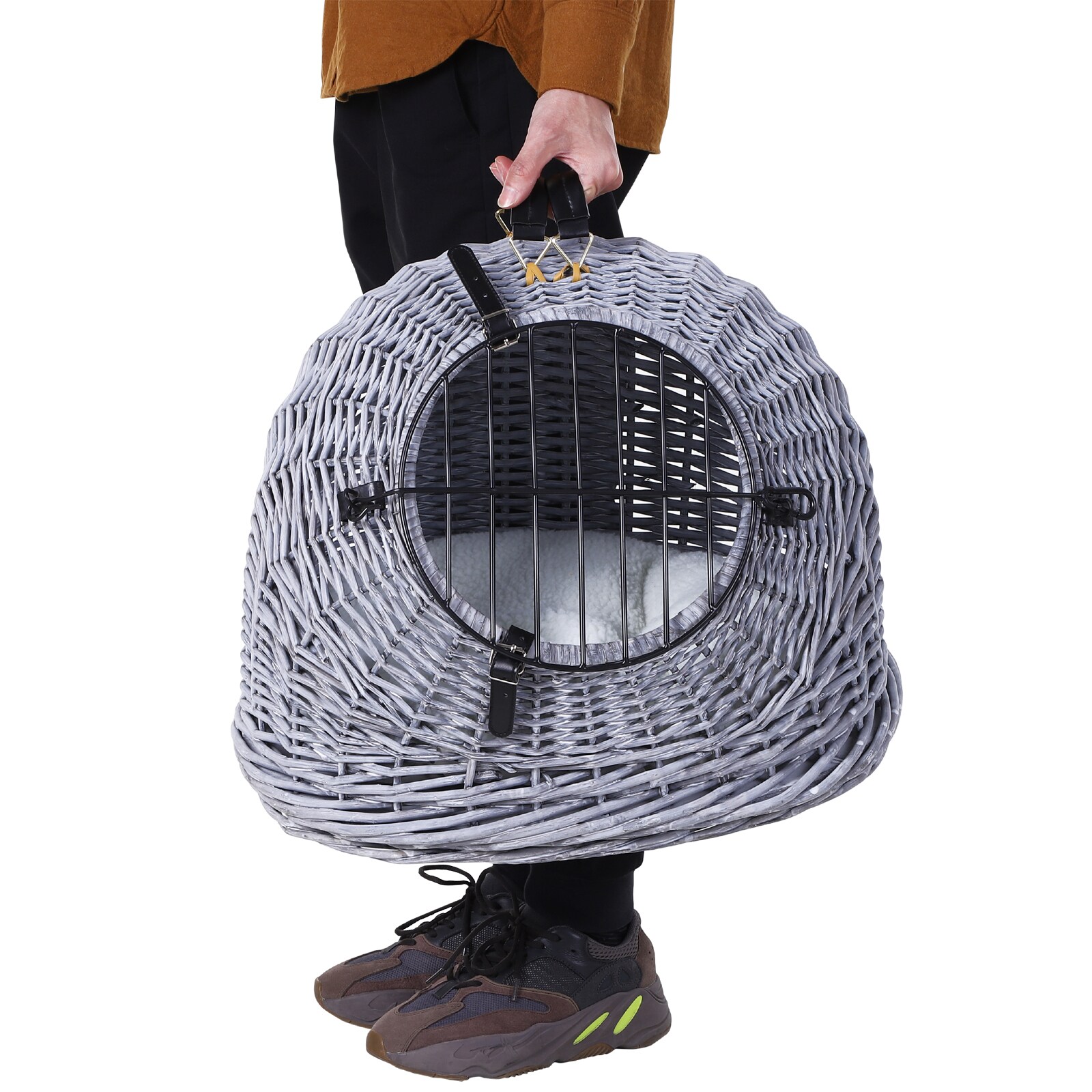 PawHut 2 in 1 Transportbox mit Kissen grau 47 x 35 x 35 cm (LxBxH)
