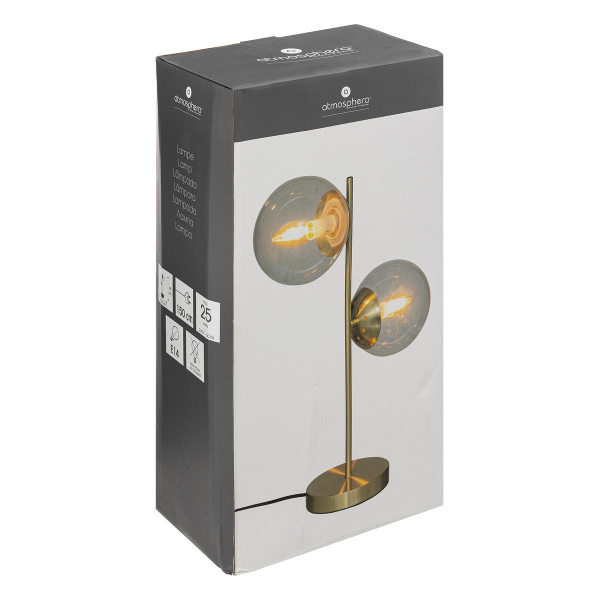 LAMPE DROITE VERRE COL DORE H.50CM