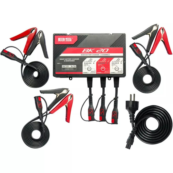 BS Battery - Chargeur de batterie BK20 6V/12V 3X2A Noir / Rouge