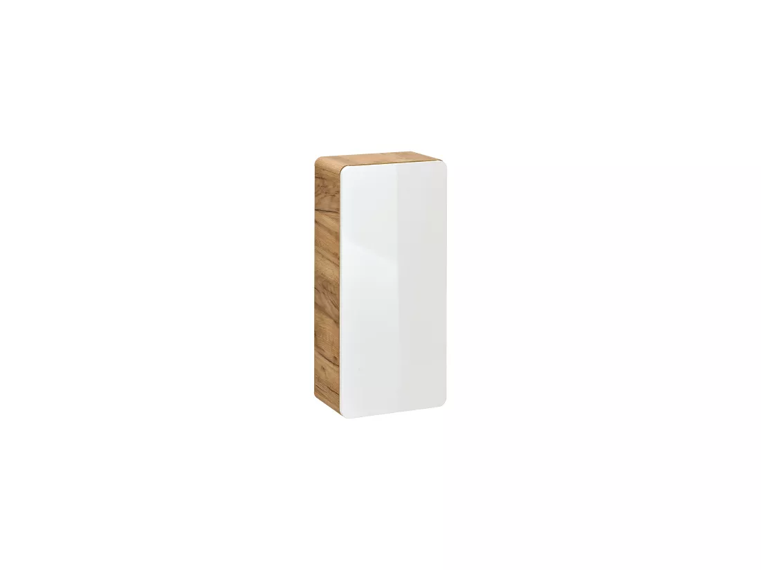 Meuble de salle de bain suspendu avec vasque à encastrer et deux colonnes - 80 cm - Coloris naturel et blanc - ARUBA