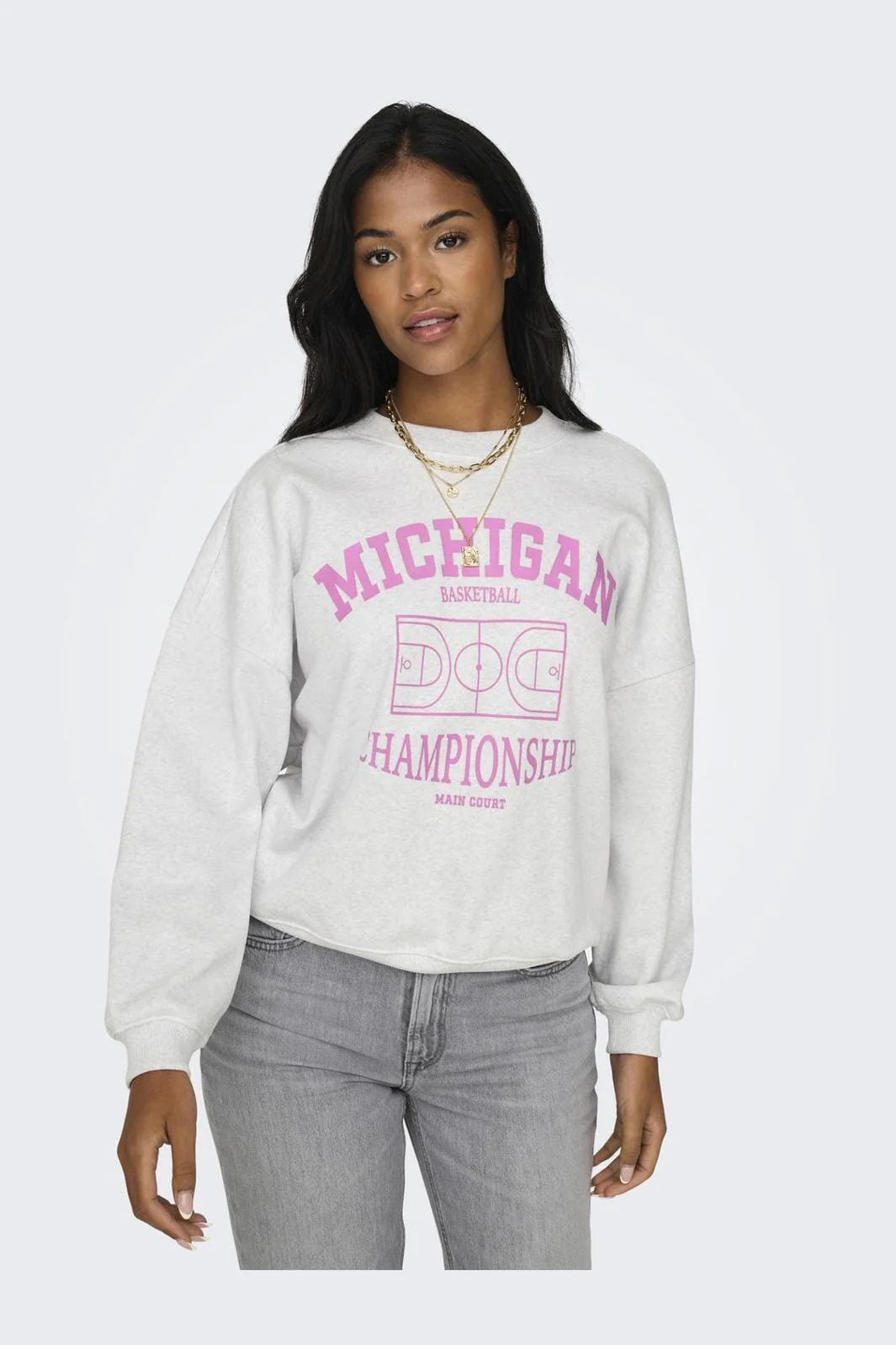 Only Onlwendie L/S Basket O-Neck Swt 4581869 light grey melange championship labels brooklyn