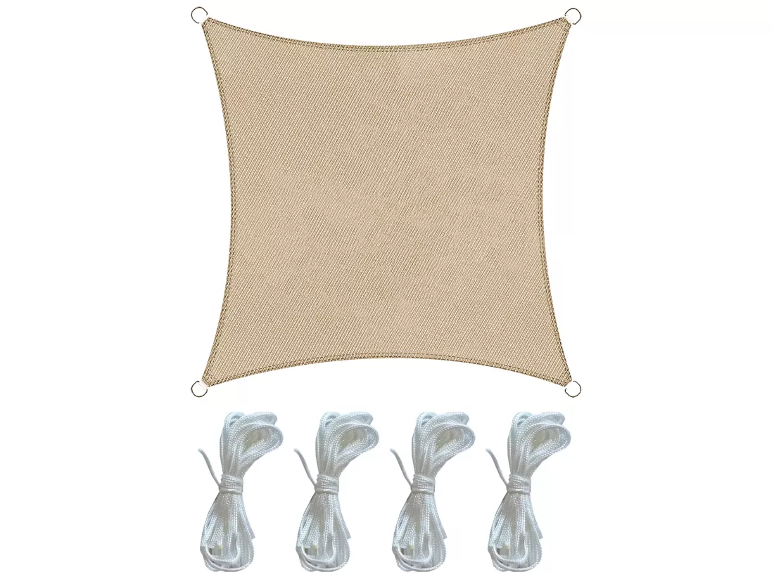 Parasol Voile d'Ombrage Carré Beige Polyéthylène Outdoor 3,6x3,6