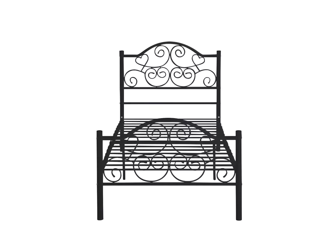 Lit LEYNA - 90 x 190 cm - Métal - Noir + matelas