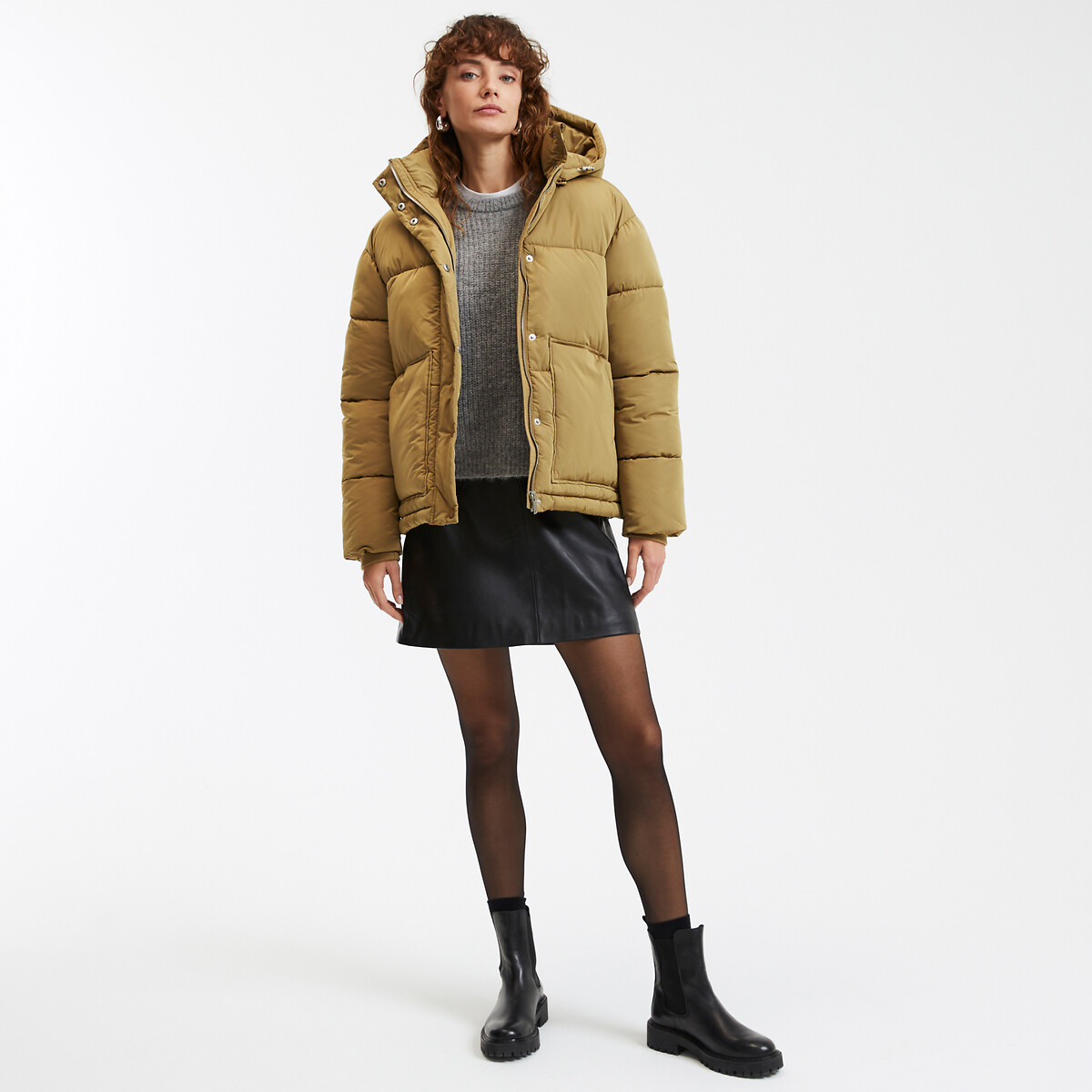 COLEÇÕES LA REDOUTE<br>Korte donsjas met kap