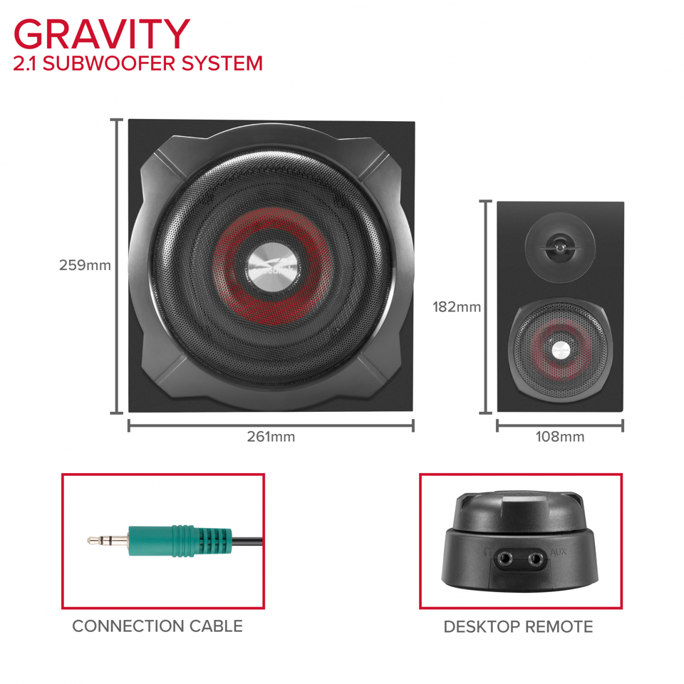 Speedlink - GRAVITY 2.1 subwoofer system, sort
