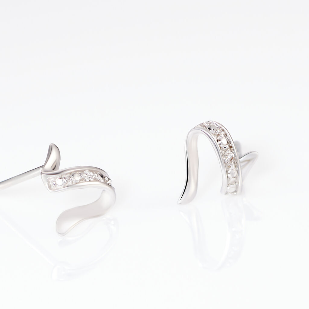 Boucles D'oreilles Puces Ouassima Or Blanc Diamant