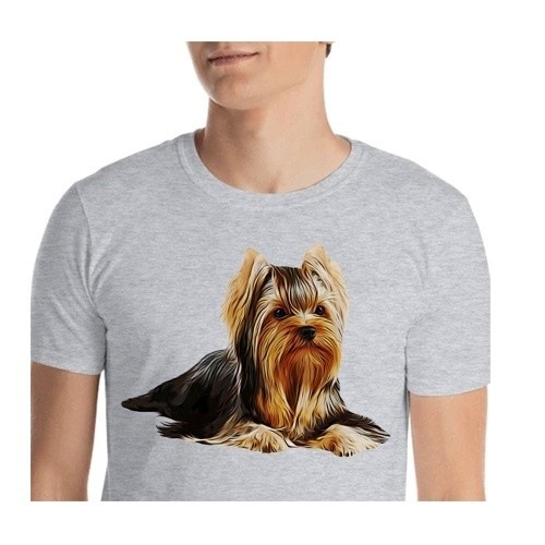 Camiseta masculina Mascochula personalizada com a foto do seu animal de estimação, na cor cinza.
