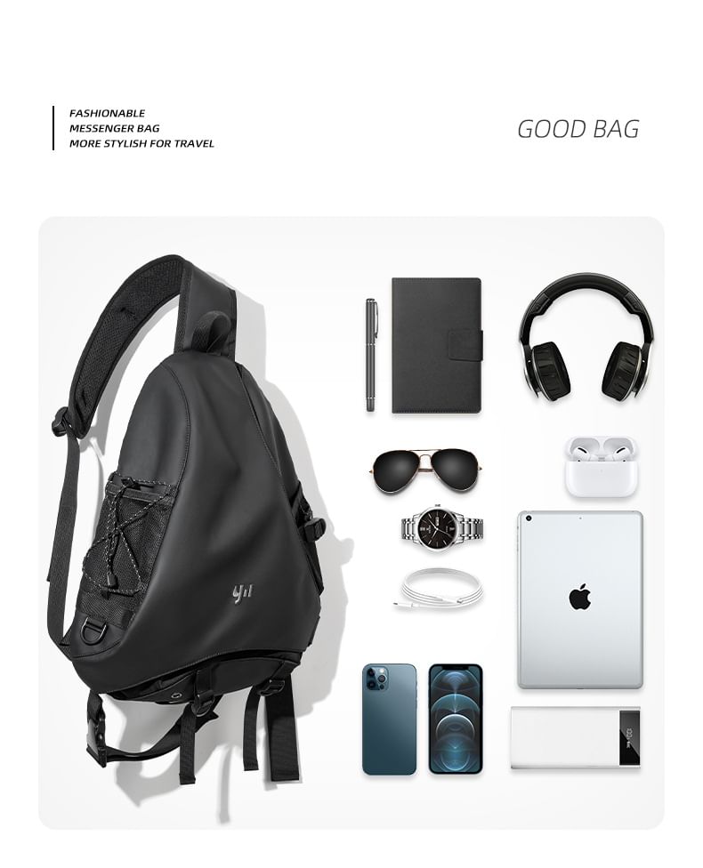 Wavecho - Slingbag met trekkoord en gesp van gaas