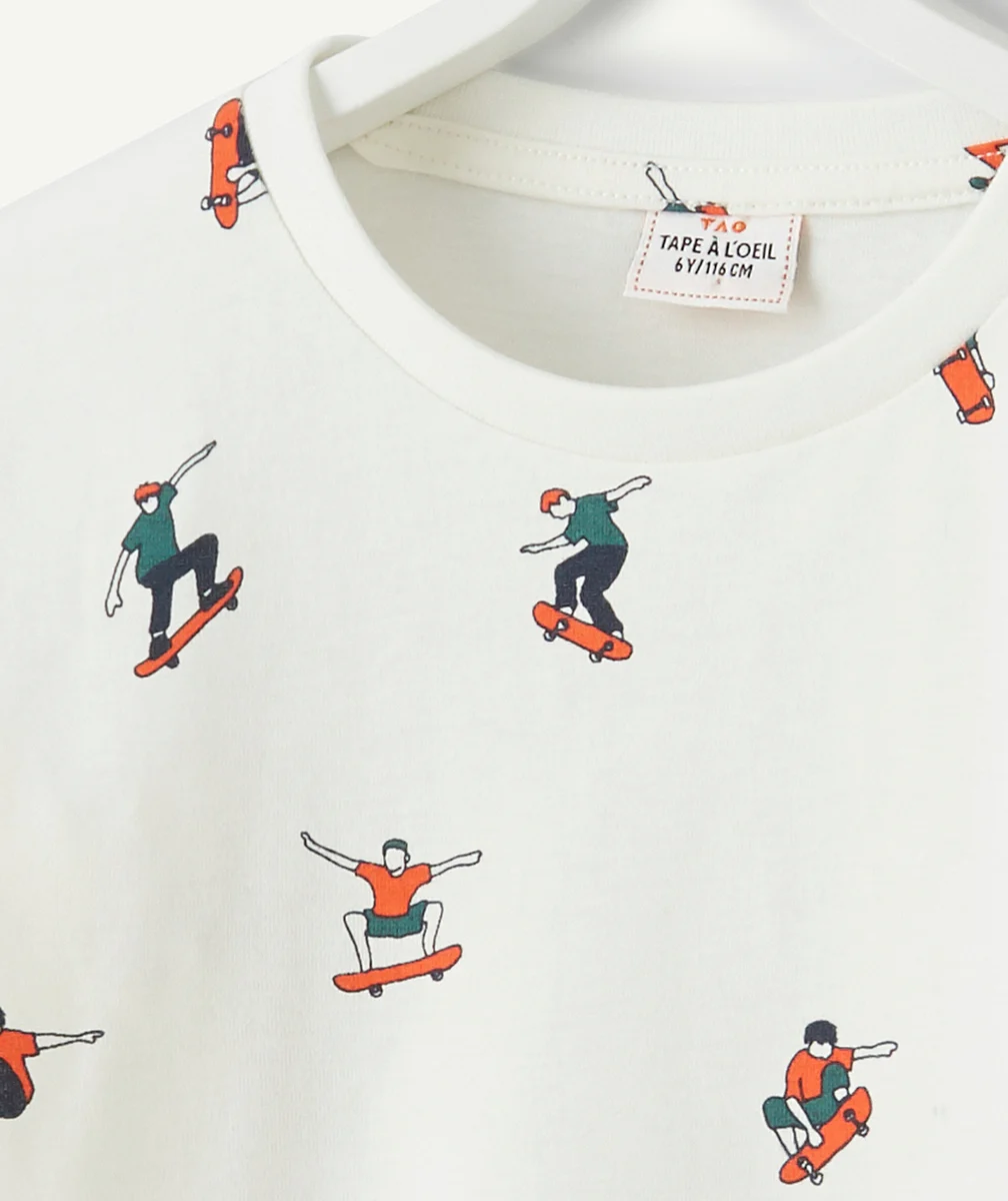 LE T-SHIRT BLANC EN COTON BIOLOGIQUE AVEC ANIMATION SKATE