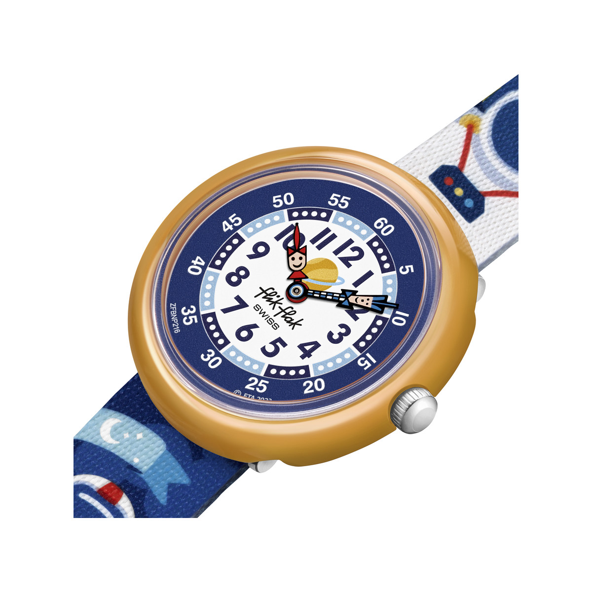 Montre FLIK FLAK Future dreams Astrodreams enfant plastique biosourcé bracelet PET recyclé bleu