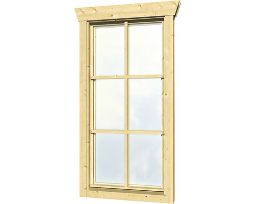Enkel raam voor tuinhuis, 28 mm SKAN HOLZ, rechtsdraaiend, 57,5 x 123,5 cm, natuurlijke afwerking