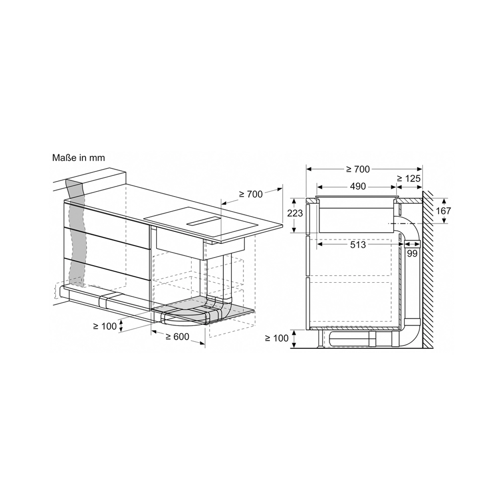 Siemens ED711HQ26E Induktionskochfeld Rahmenlos mit integriertem Dunstabzug 70cm