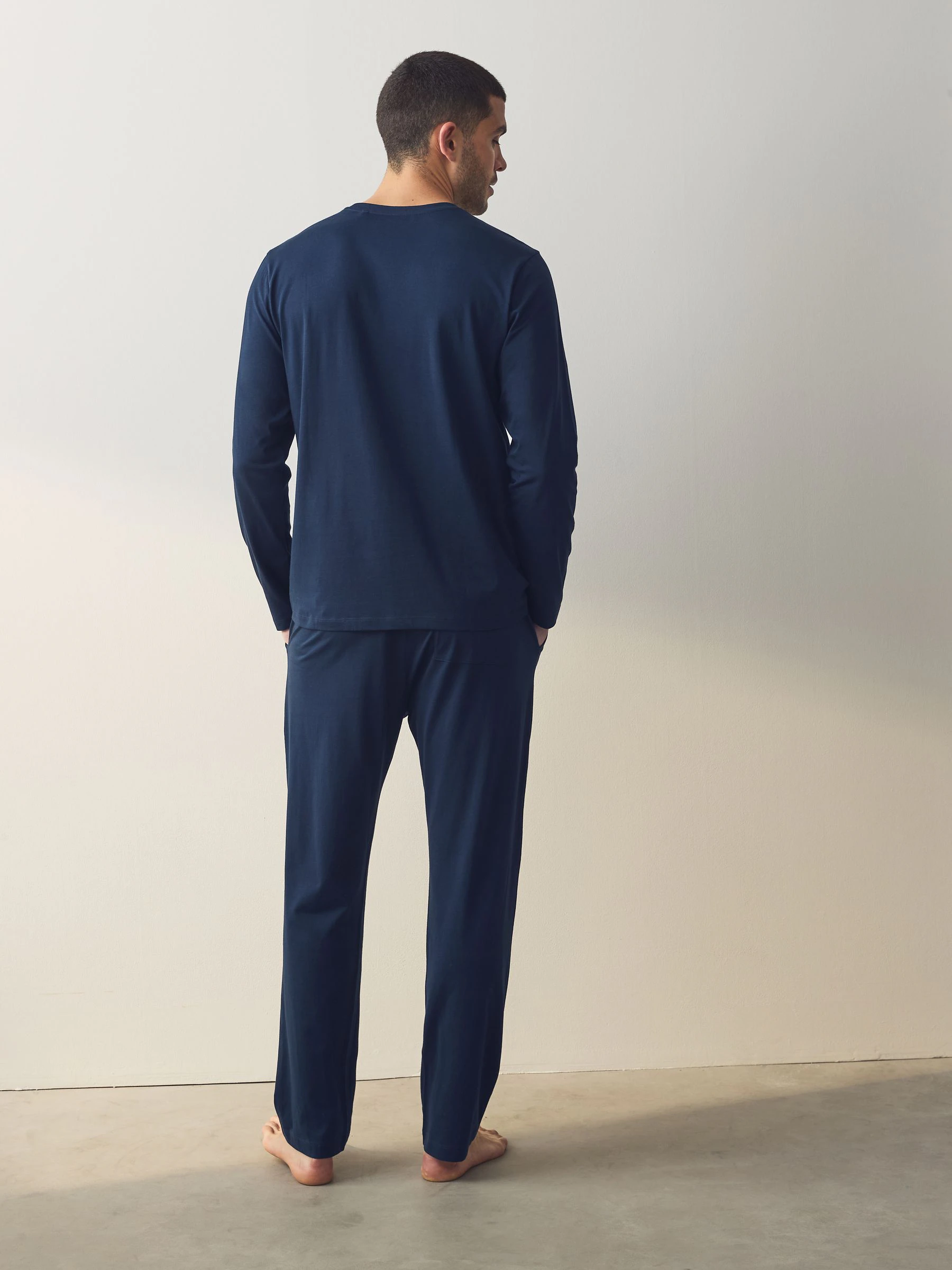 Marineblauw/grijs - Jersey pyjamaset met lange mouwen