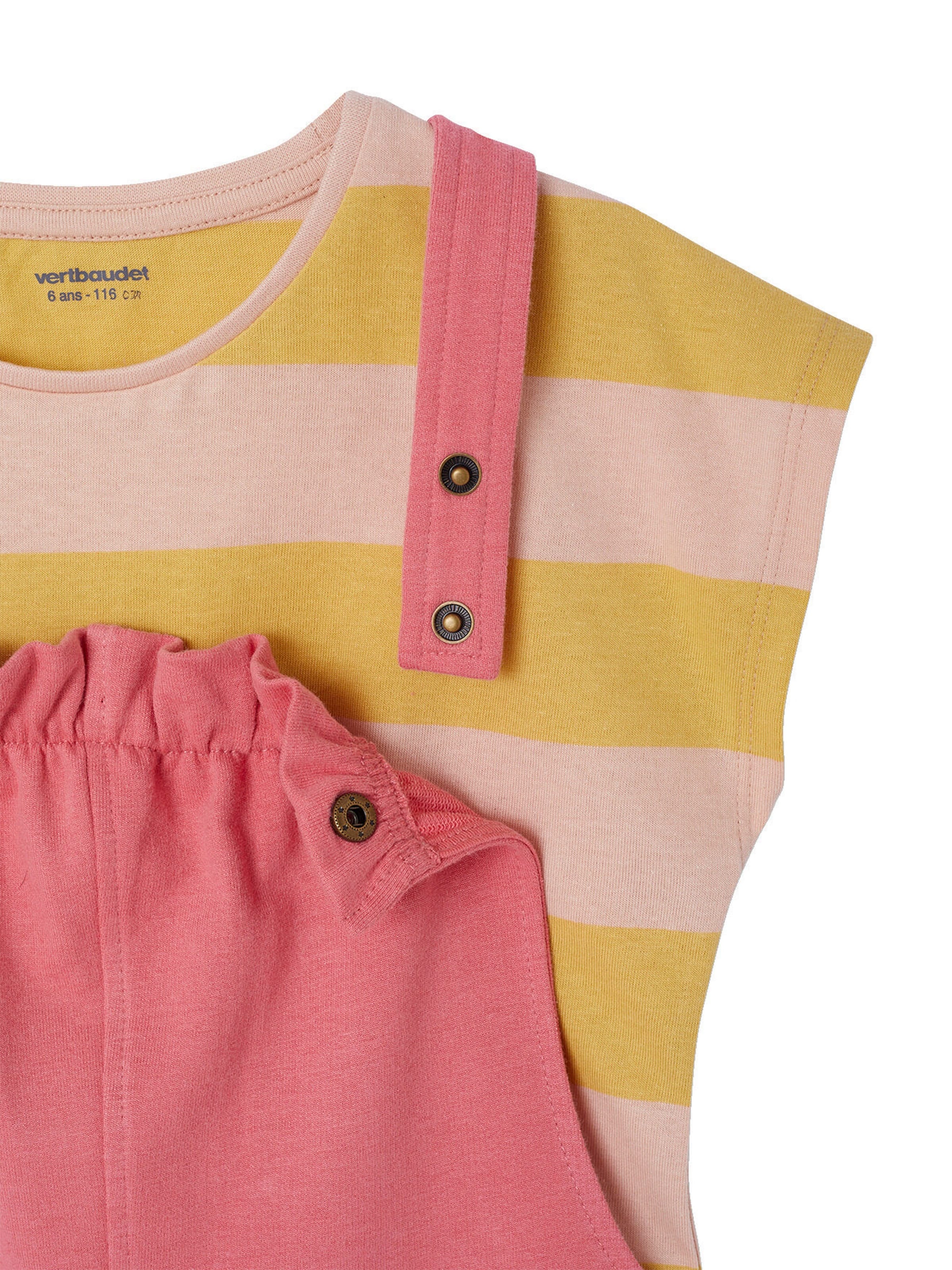 Vertbaudet Mädchen-Set: T-Shirt & Latzhose mit Recycling-Polyester rosa