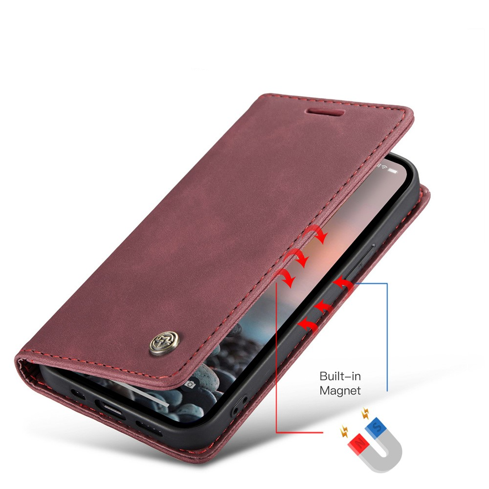 iPhone 15 Pro Max Leder Tasche Flip Wallet Etui mit Kartenfächern - Rot