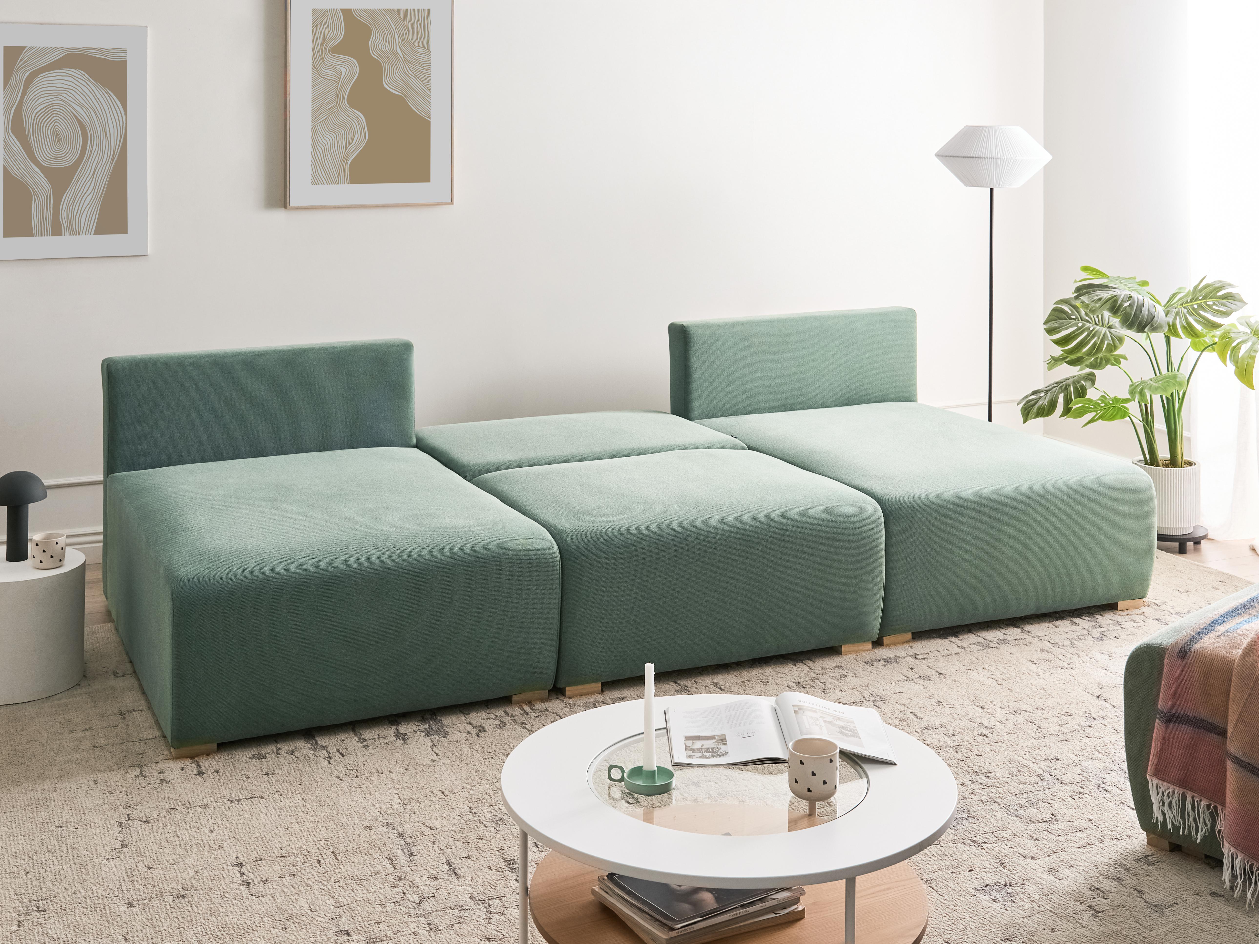 Modulaire U-vormige bank NERBO Stof Lichtgroen