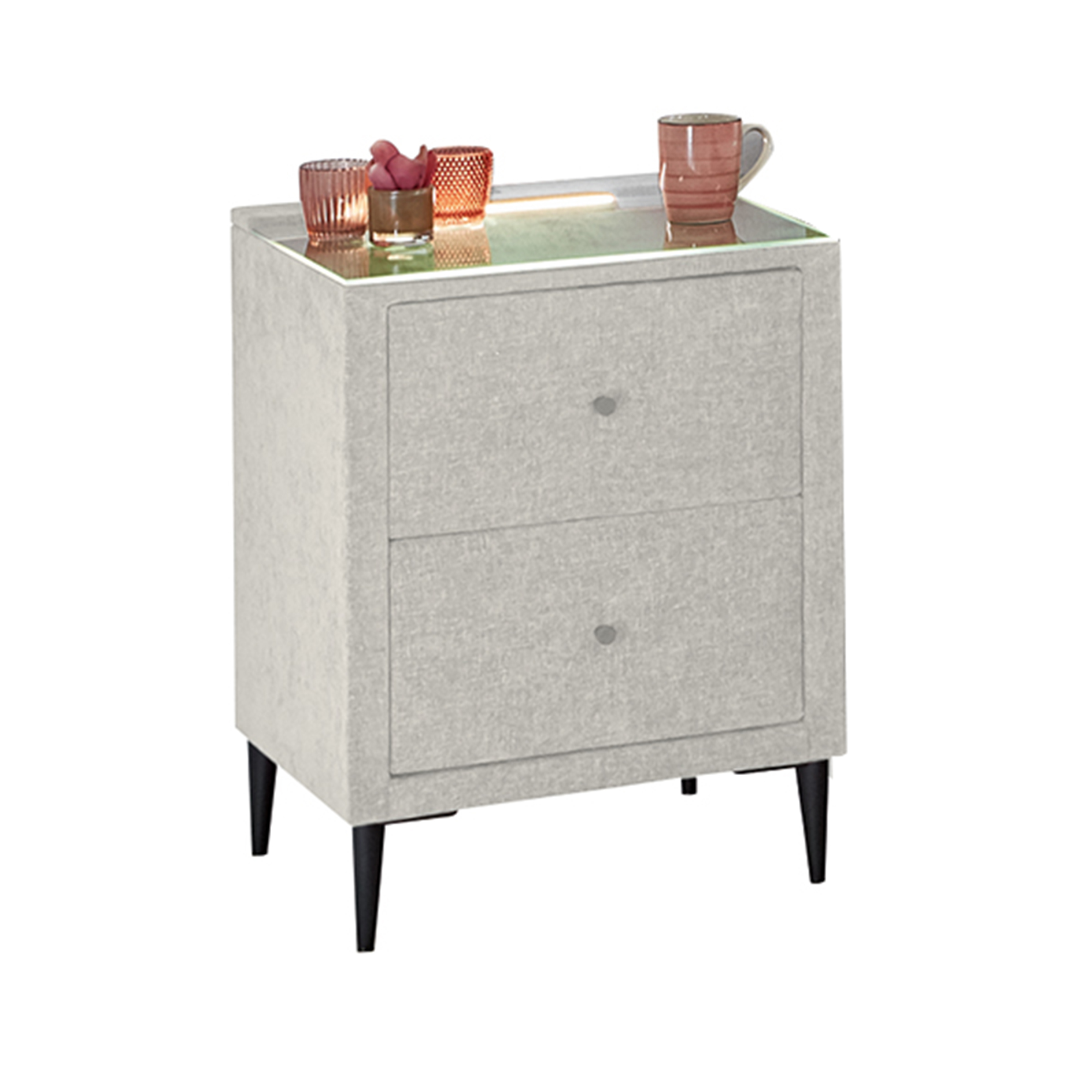 Nachtkommode - beige - 2 Schubkästen