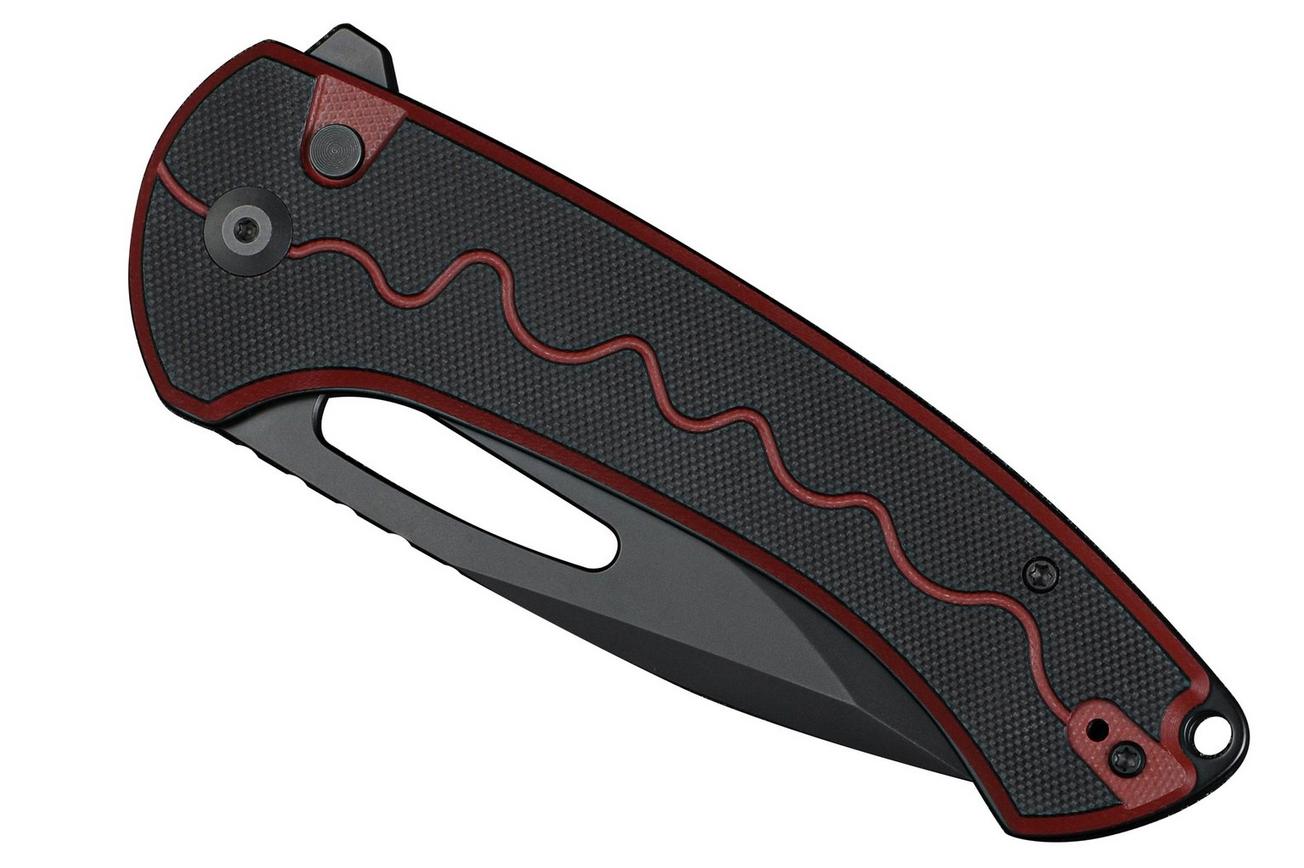 SENCUT Squiggy S24082A-3 Black Coating, Black/Burgundy G10, zakmes
