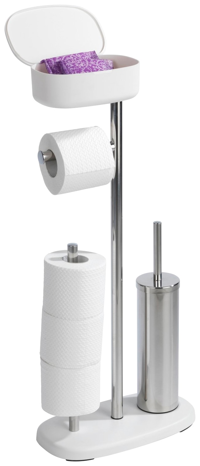 WENKO WC-Garnitur »Rivazza« 1 Stk. aus Edelstahl | Kunststoff integrierter Toilettenpapierhalter und Box