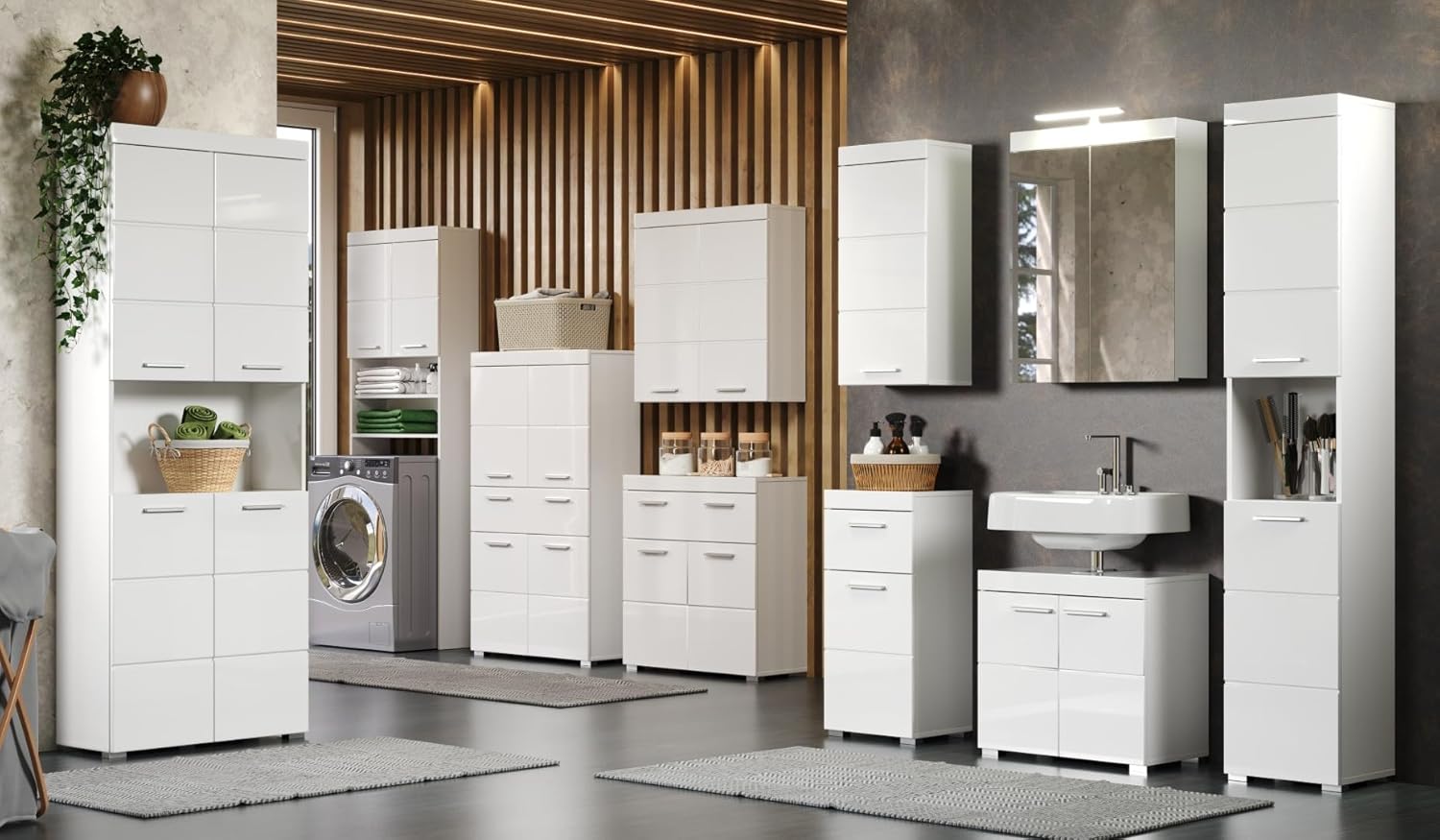trendteam smart living - Amanda - Kommode - Weiß Hochglanz - Sideboard - (BxHxT) 73 x 79 x 31 cm - 2 Türen mit moderner Fräsung und 1 Schublade - Türanschlag links oder rechts - kratzfest