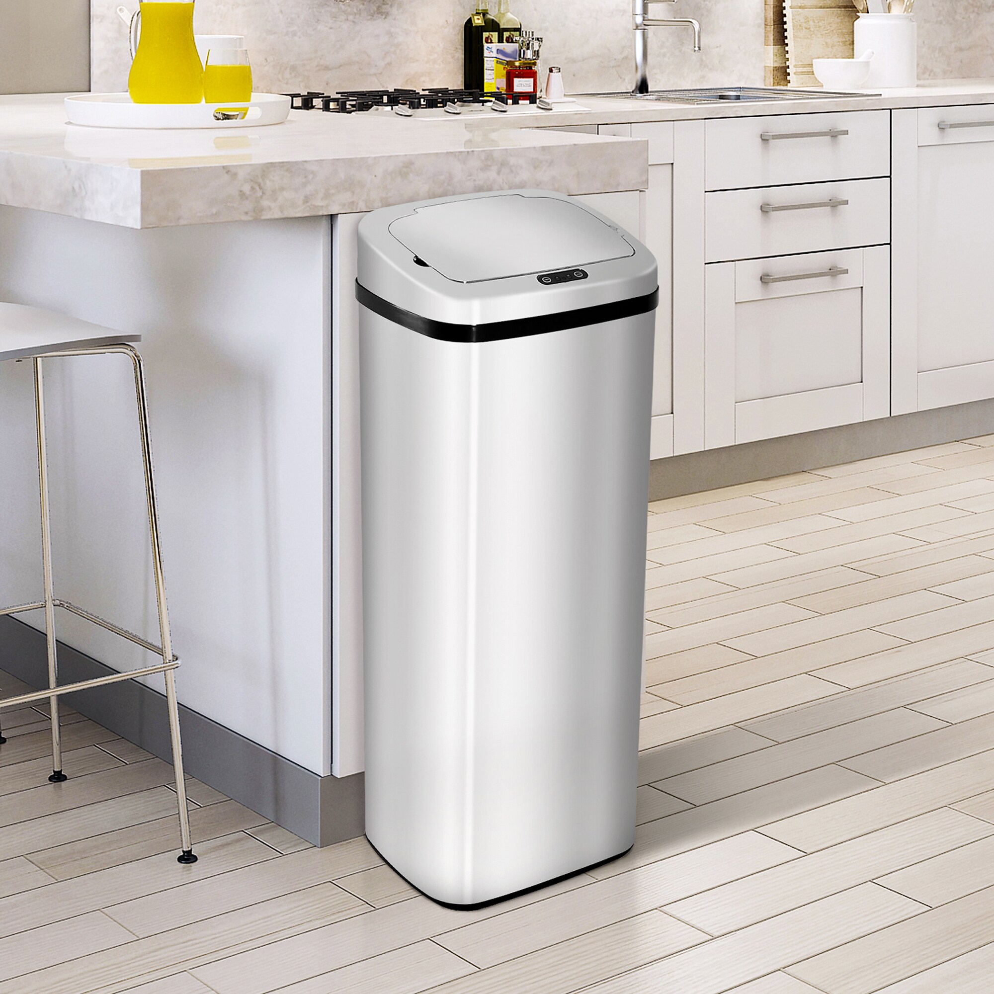 HOMCOM Mülleimer mit Sensor silber 33 x 25 x 84 cm (LxBxH)