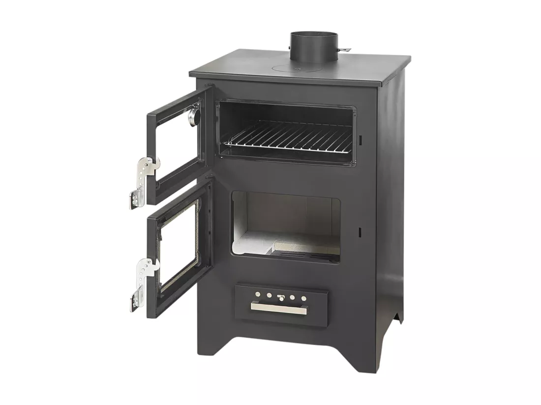 Poêle à bois avec four Silvia Nera 14,6 Kw L50,5xp58,5xh90,5