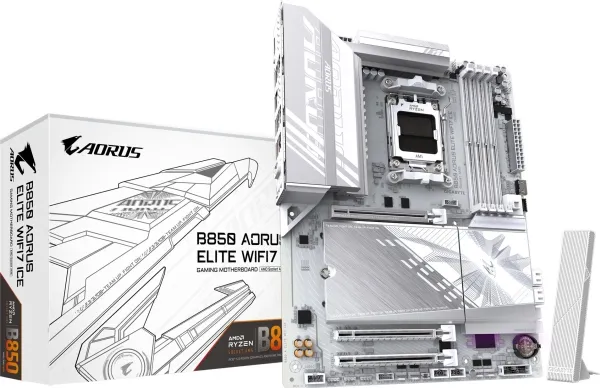 AORUS B850 ELITE WIFI7 ICE - Bundkort - ATX - Socket AM5 - AMD B850 Chipset - USB-C 3.2 Gen 2x2, USB-C 3.2 Gen2, USB 3.2 Gen 2, USB 3.2 Gen 1 - Bluetooth, Wi-Fi 7, 2.5 Gigabit LAN - onboard grafik (CPU påkrævet) - HD Audio (8-kanaler)