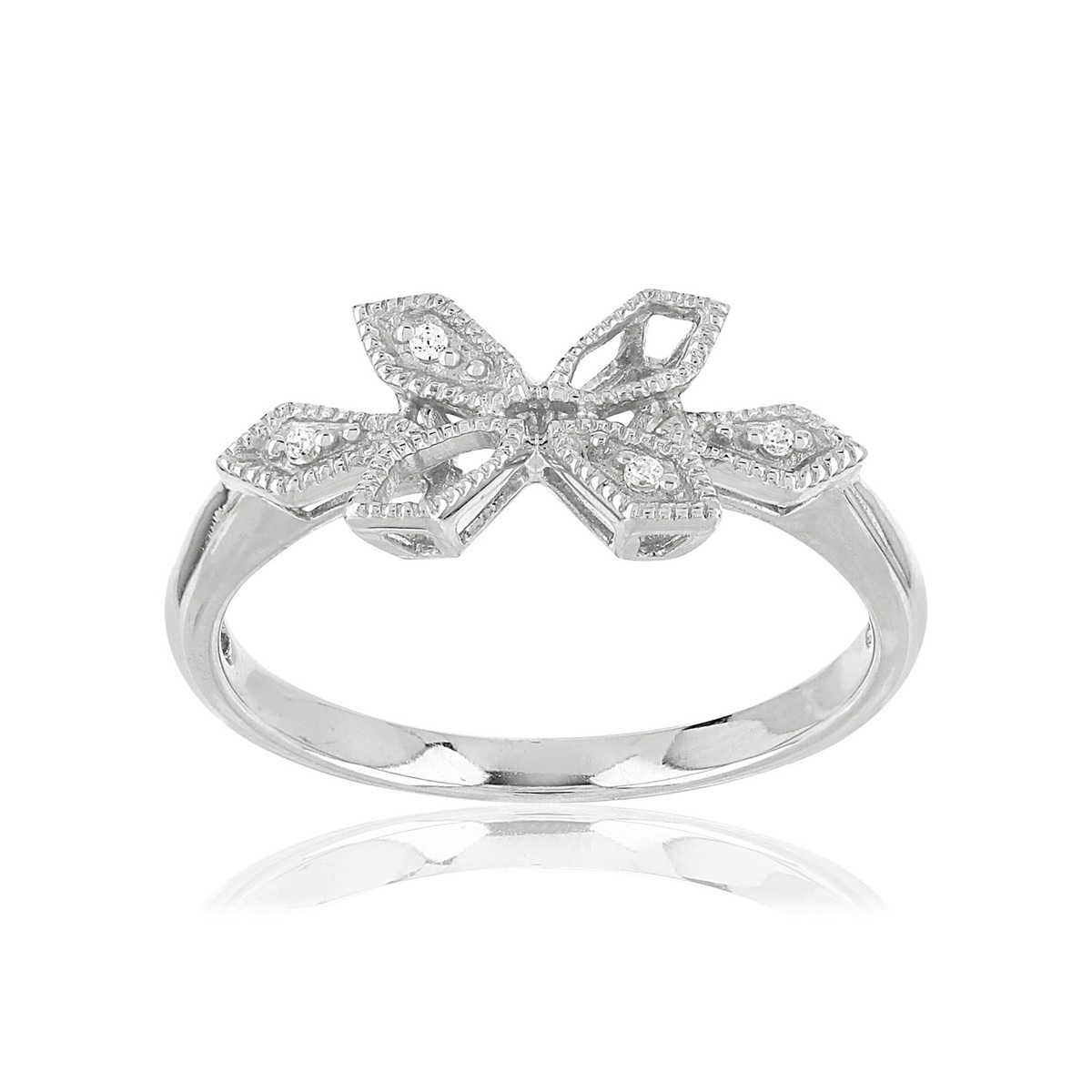 Bague or blanc 375 zirconias
