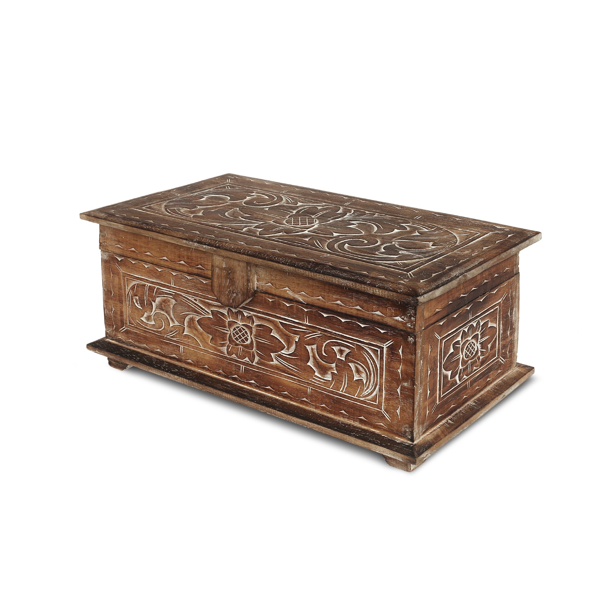 3er-Set Truhe mit Blumenmotiv, aus Albesiaholz von fischer's lagerhaus