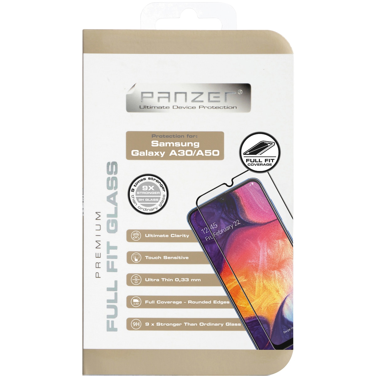 Panzer Full-Fit Samsung Galaxy A50 skjermbeskytter(sort)