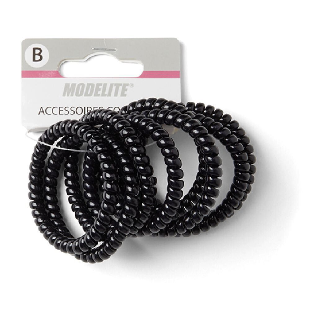 Lot de 8 élastiques à cheveux spirale caoutchouc noir
