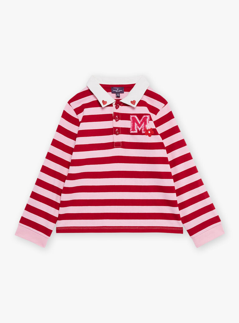 Polo rose barbapapa et rouge à imprimé à rayures