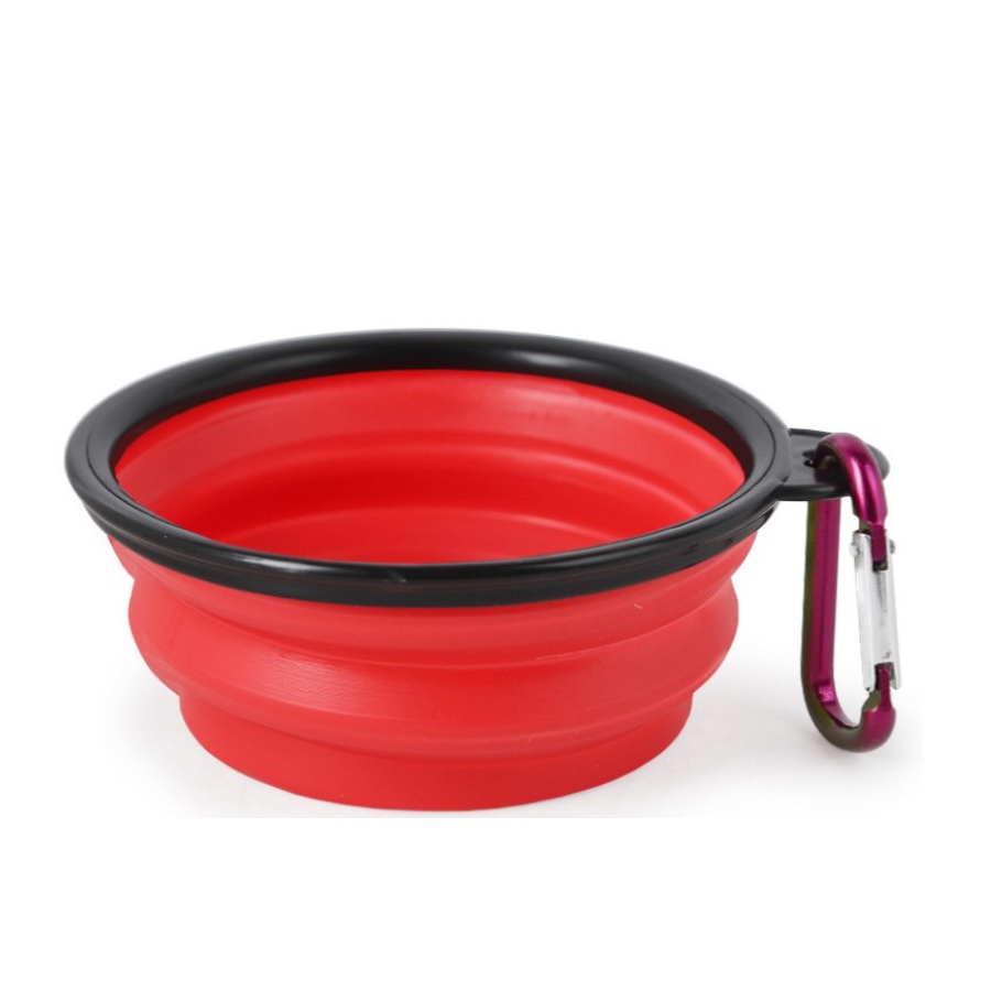 Tigela dobrável para água e comida de animais de estimação, ideal para viagens.