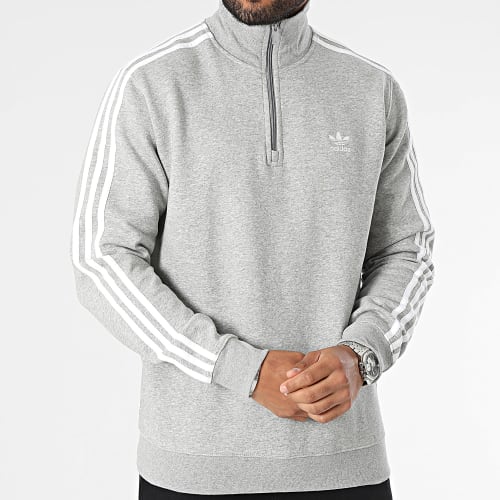 Sweat Zippé A Bandes 3 Stripes IL2497 Gris Chiné