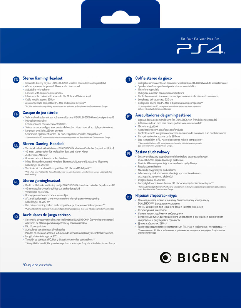 Bigben - PS4 Stereo Gaming Headset - Hvid