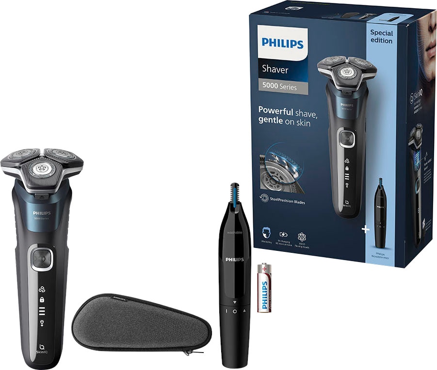 Philips Elektrorasierer »Shaver Series 5000 S5889/11« ausklappbarer Präzisionstrimmer Nasen- und Ohrenhaartrimmer, Etui, mit SkinIQ Technologie