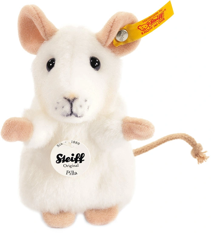 Kuscheltier PILLA Maus (10 cm) in weiß