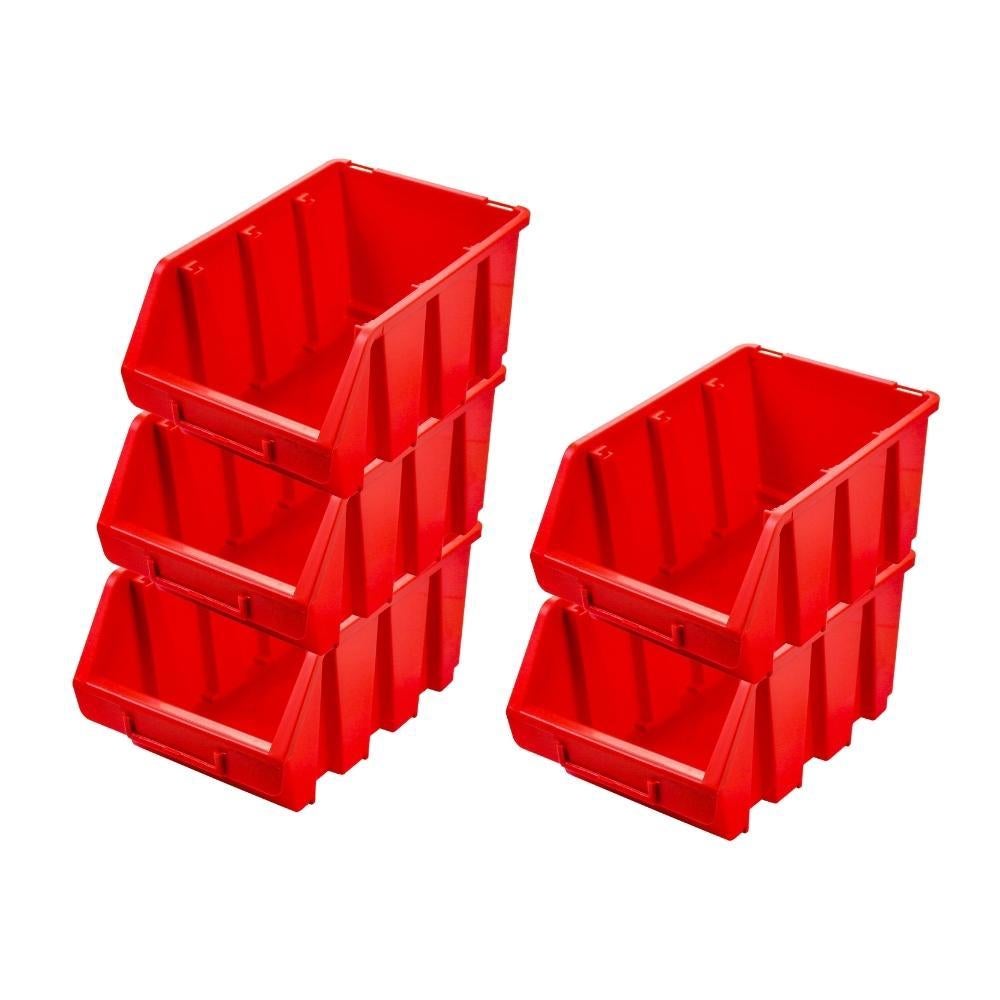 PROREGAL SuperSaver Set 5x Opbergdoos 3 HxBxD 12,6 x 17 x 24 cm Polypropyleen Rood