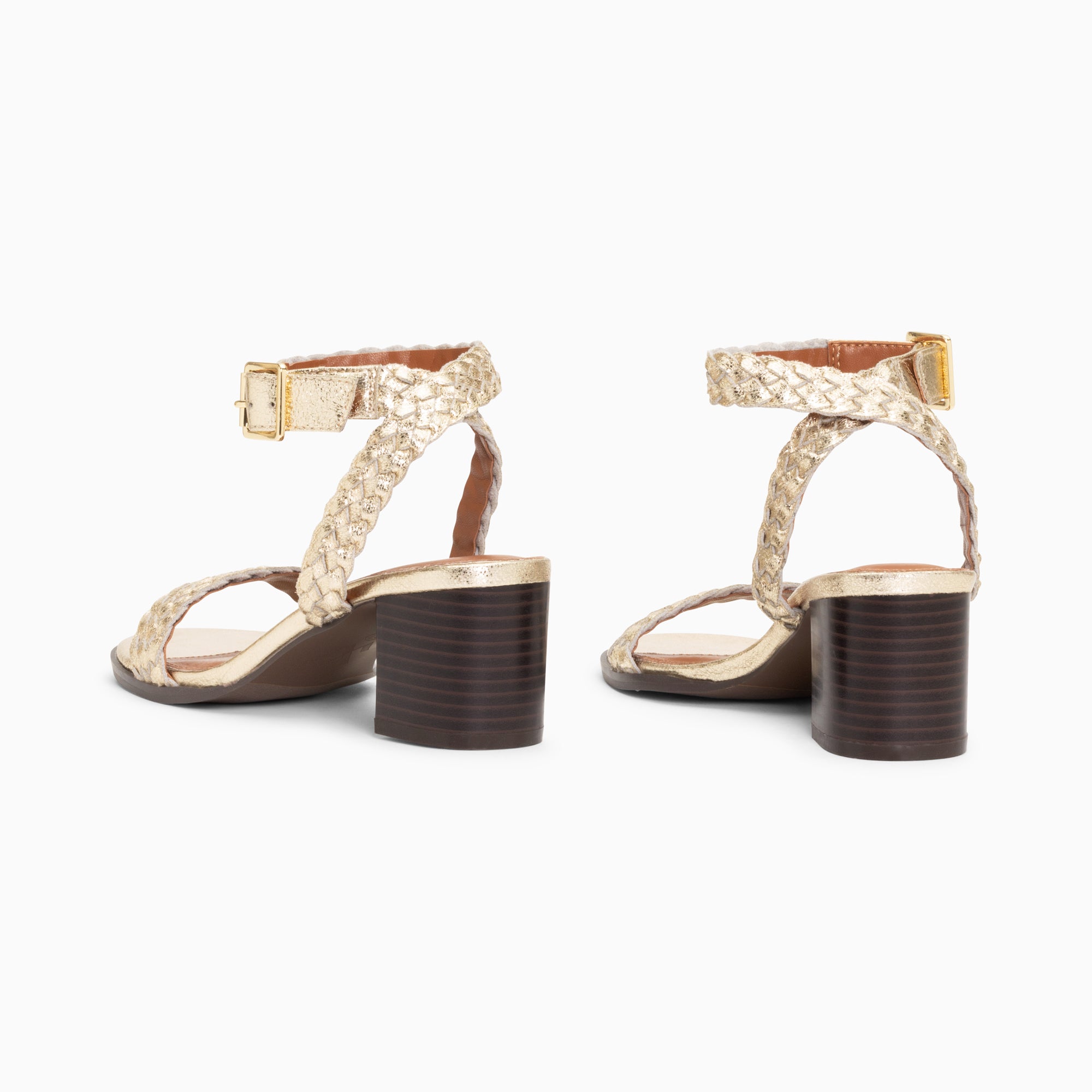 Sandales à talon, Compensées-Sandales Eugénie or à brides tressées