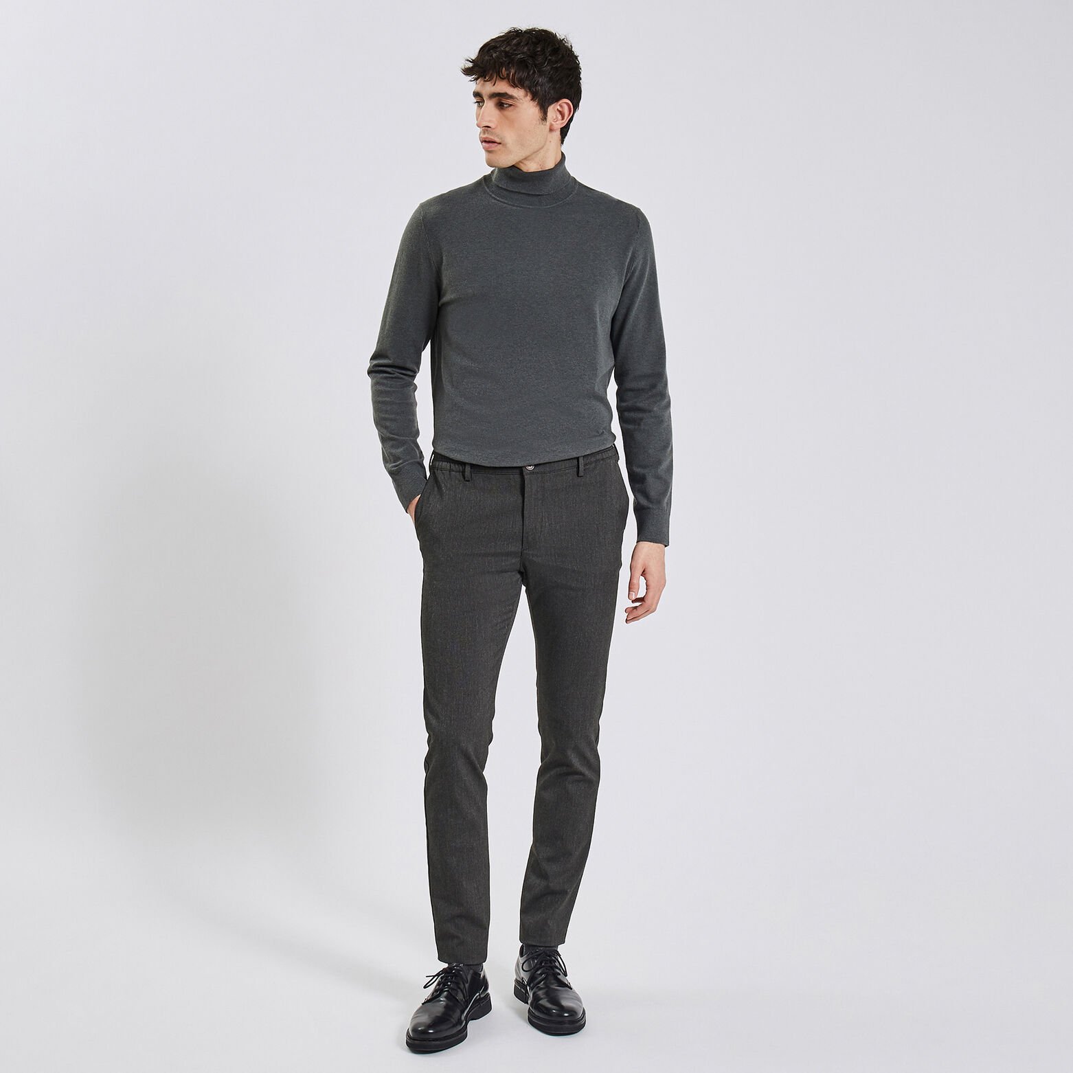 Pantalon chino jogger effet rayure Gris moyen