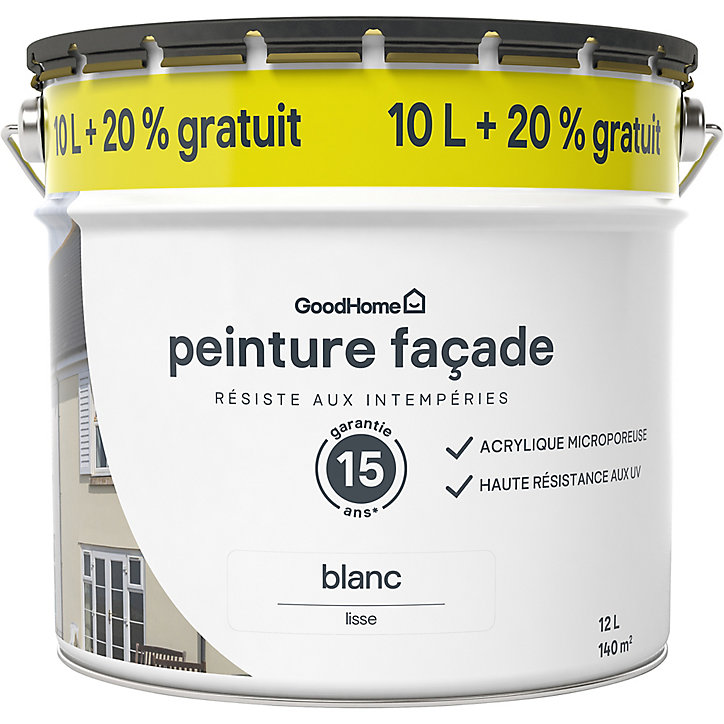 Peinture extérieure GoodHome Classique blanc 10L +20% gratuit