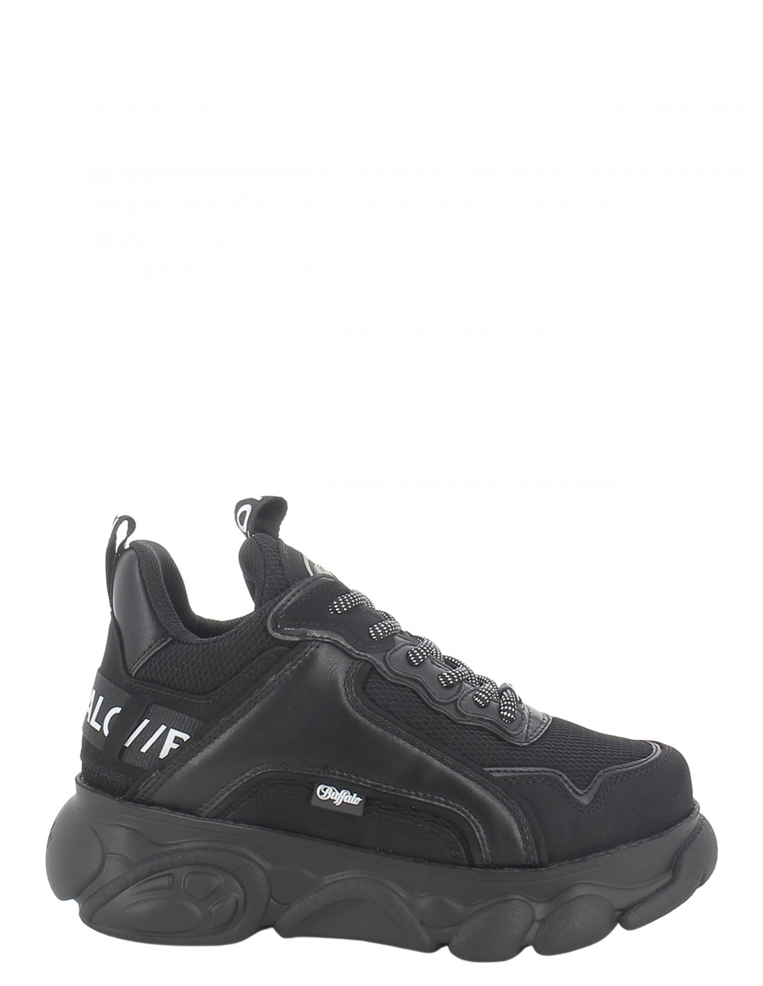 buffalo baskets compensées femme chai black imi suede/ mesh vegan