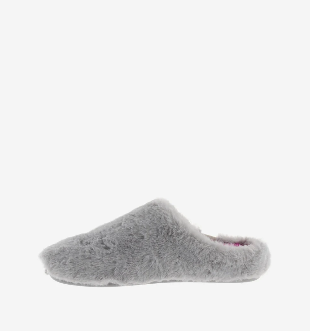 NORTE FOURRURE Pantoufles pour femmes fluor GRIS