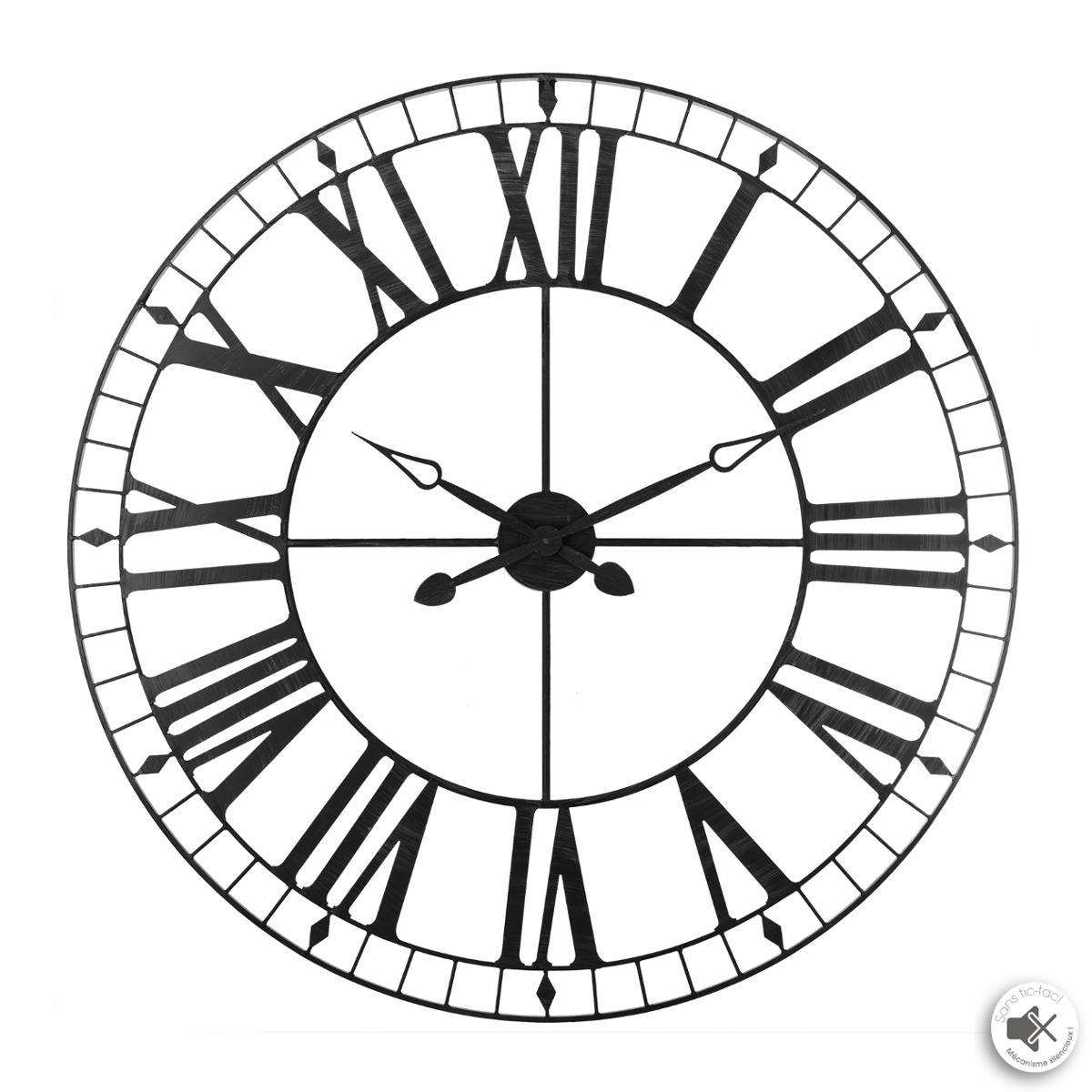 PENDULE METAL VINTAGE NOIR D.90CM