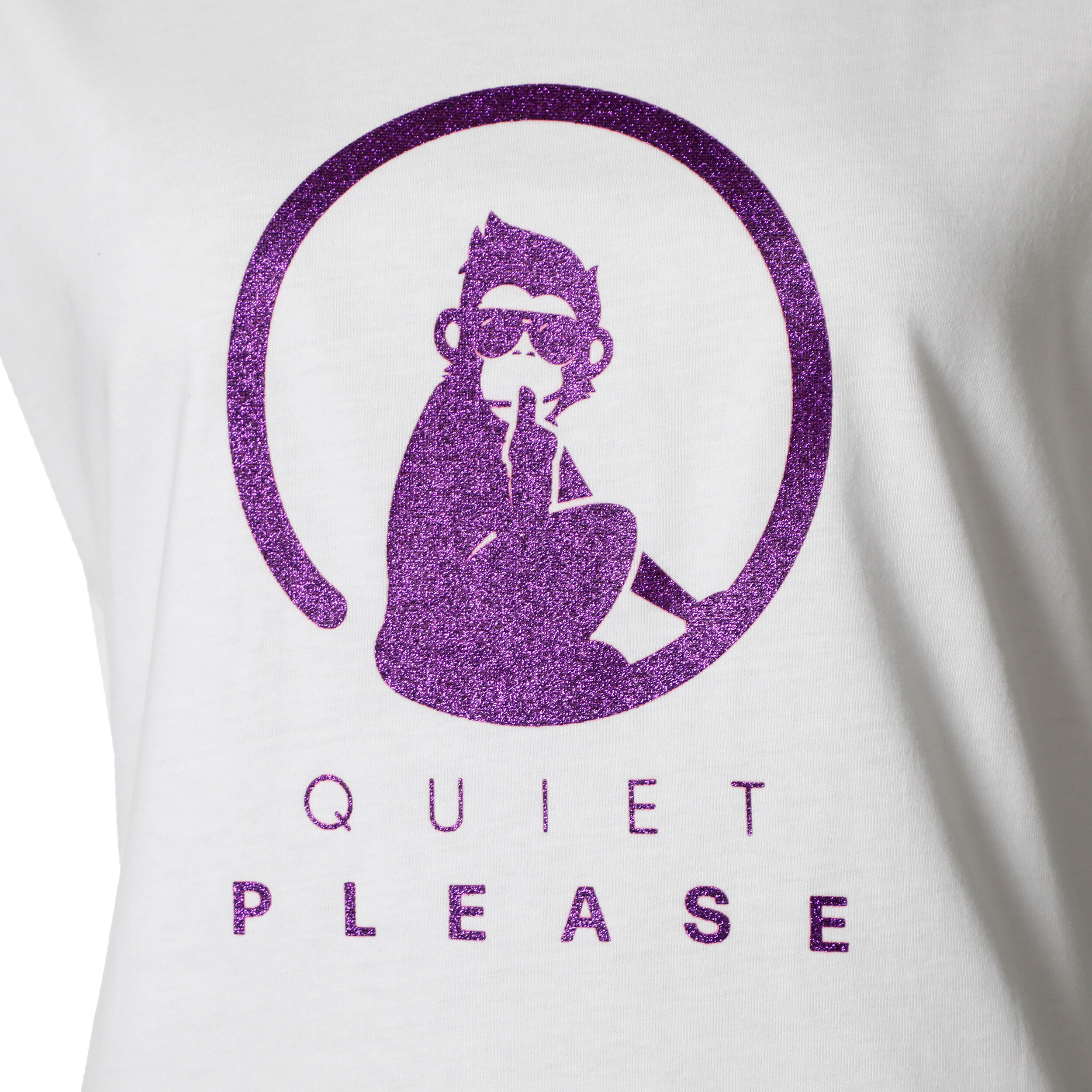 Quiet Please Baseline Glitter T-shirt Femmes - Blanc