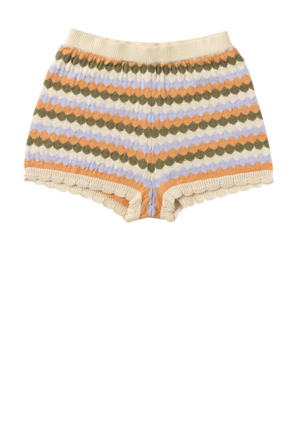 Your Wishes regular fit casual short Rihanna met ingebreid patroon offwhite/groen/lila