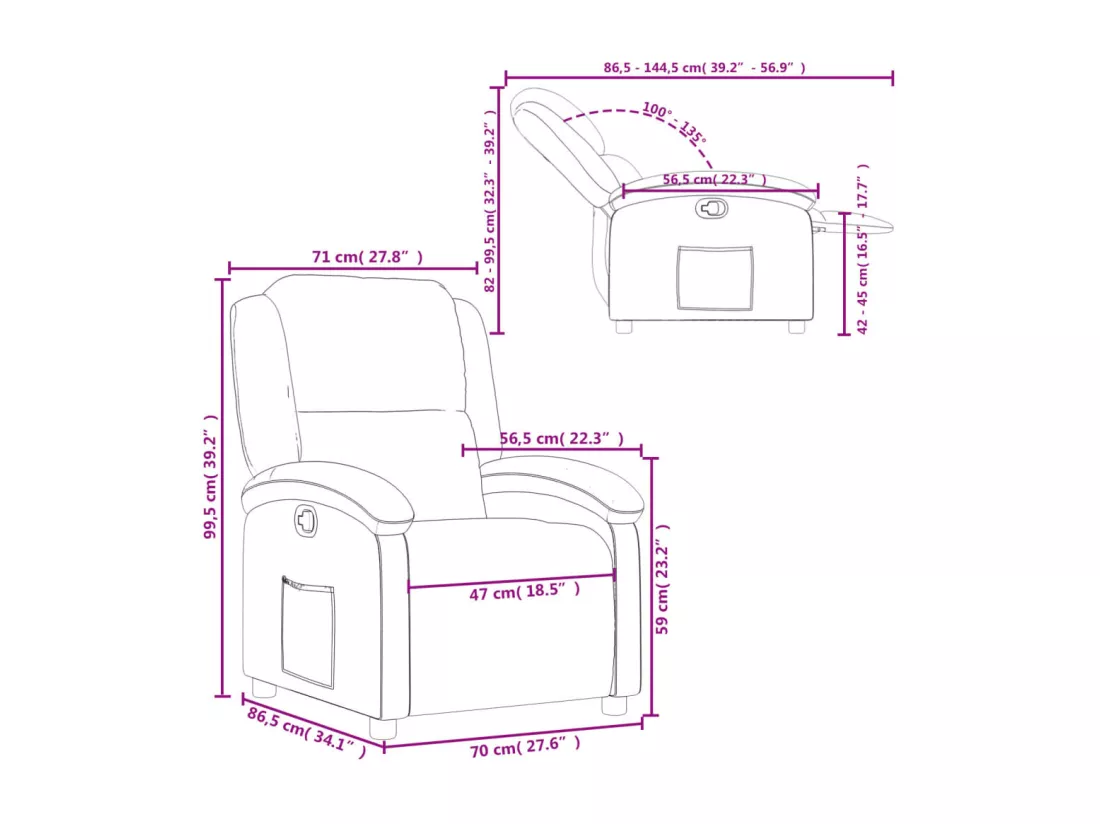 Fauteuil inclinable Noir Tissu