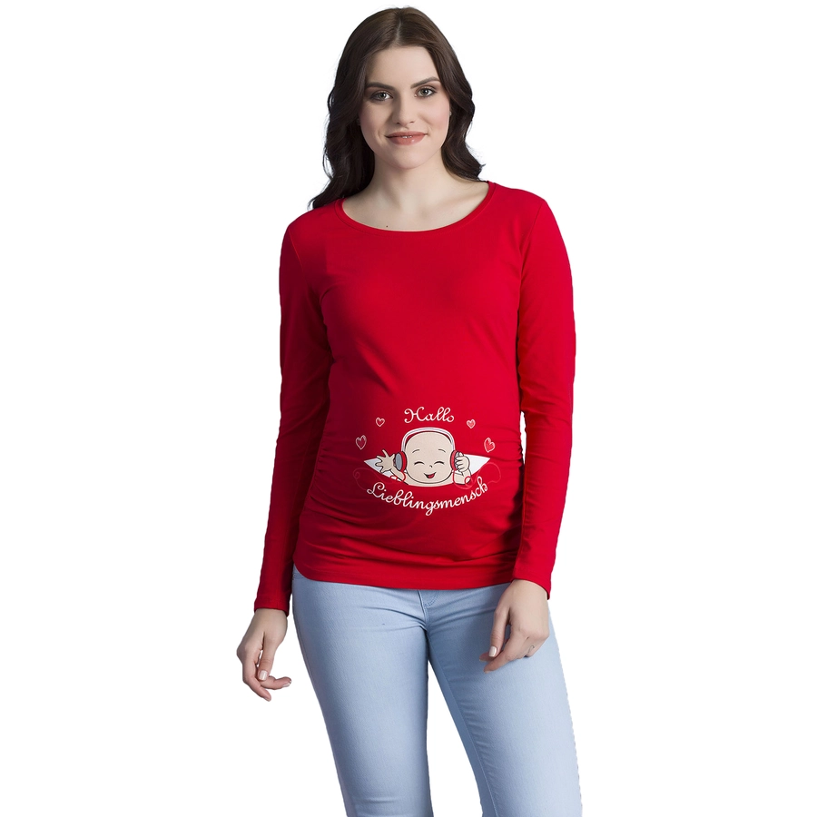 M.M.C. Umstandslangarmshirt Hallo Lieblingsmensch mit Motiv Rot